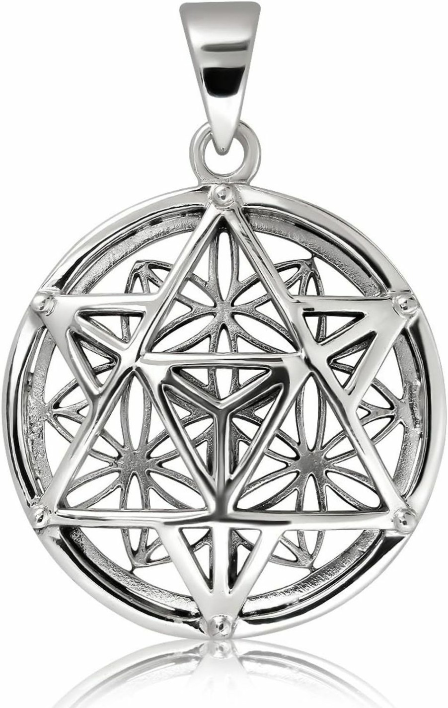 New W | S WITHLOVE SILVER Withlovesilver 925 Sterling Silver Celtic Knot Round Merkabah Metatron Flower Of Life Pendant