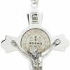 Clearance Autom Saint Benedict Crucifix Pendant Silver-Tone Metal With Cord, 3 Inch