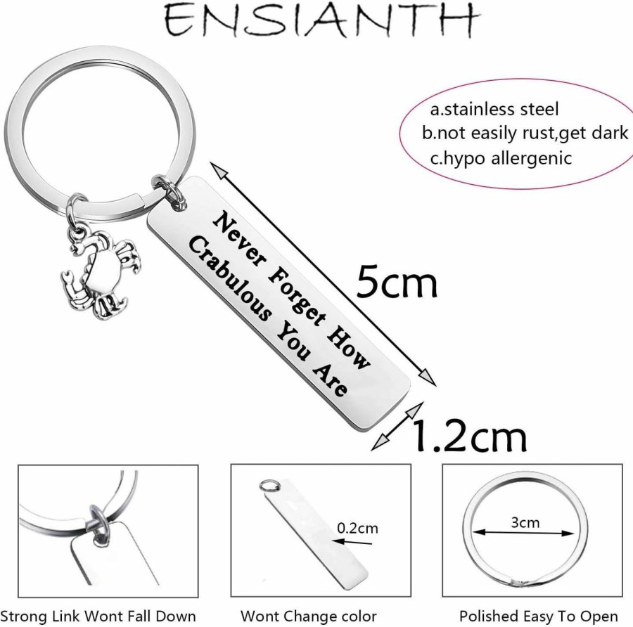 Best ENSIANTH Ensianth Crab Keychain Crab Lover Gift Never Forget How Crabulous You Are Keychain Crab Jewelry For Bff Traveler Gift