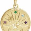 Clearance Auriga Fine Jewelry 14K Gold Multi-Gemstone Petite Celestial Coin Pendant For Women