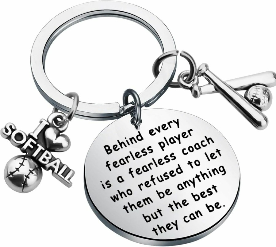 Best AKTAP Aktap Softball Gift Softball Coach Keychain Behind Every Fearless Player Is A Fearless Coach Appreciation Gift Softball Jewelry For Team Player (Softball Coach Keychain)