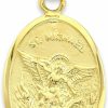 Online Golden Fire Solid Gold 10K Or 14K Patron Saint Michael Pray For Us Medal Pendant