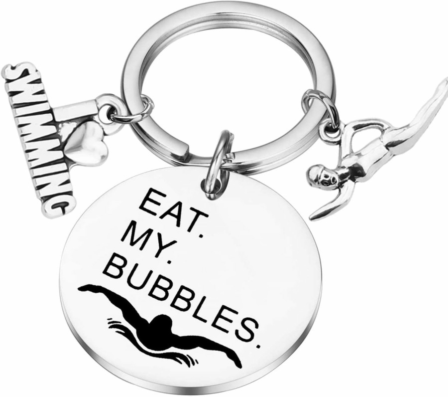 Hot PLITI Pliti Swimming Lover Gift Swimmer Gift Swim Team Gift Eat My Bubbles Keychain Swimming Inspirational Gift Swimming Coach Gift