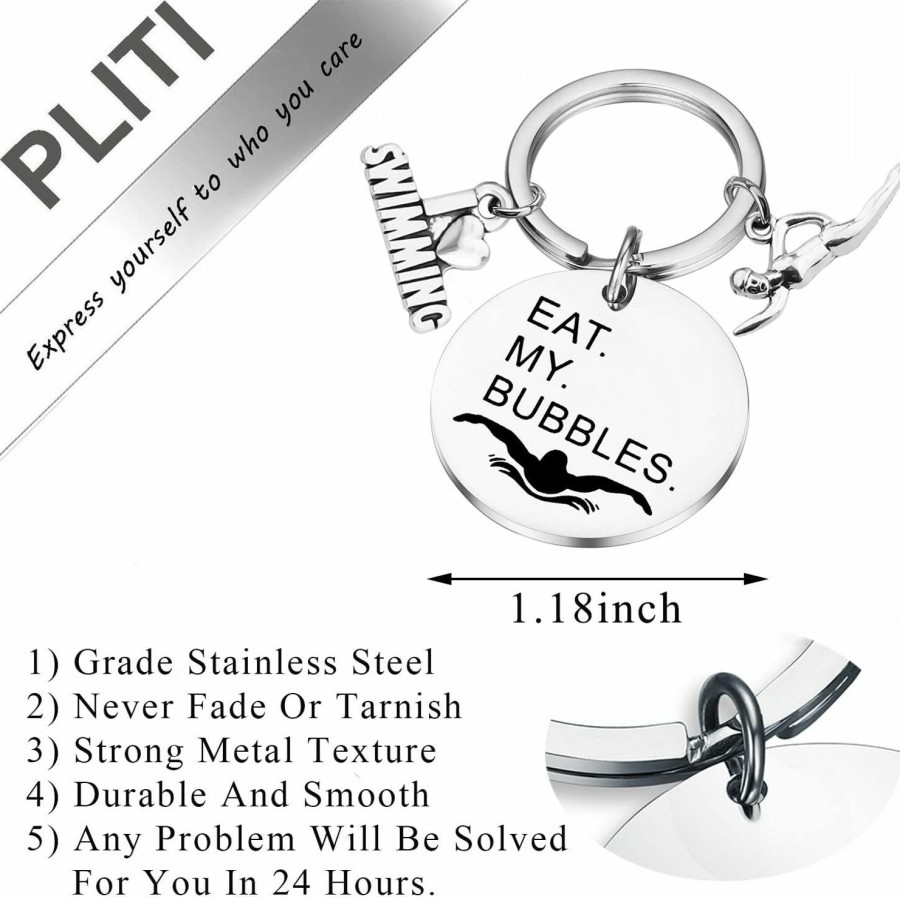 Hot PLITI Pliti Swimming Lover Gift Swimmer Gift Swim Team Gift Eat My Bubbles Keychain Swimming Inspirational Gift Swimming Coach Gift