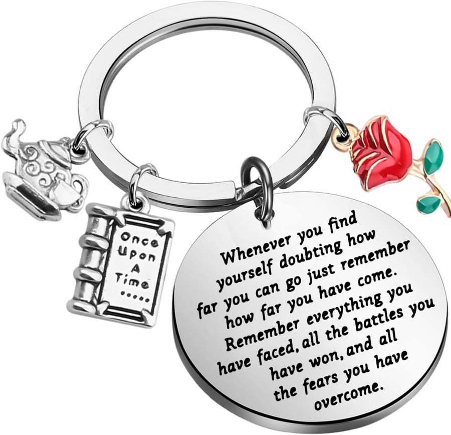 Best Lywjyb Birdgot Lywjyb Birdgot Movie Inspired Gift Belle Rose Charm Keychain Fairytale Jewelry Motivational Gift