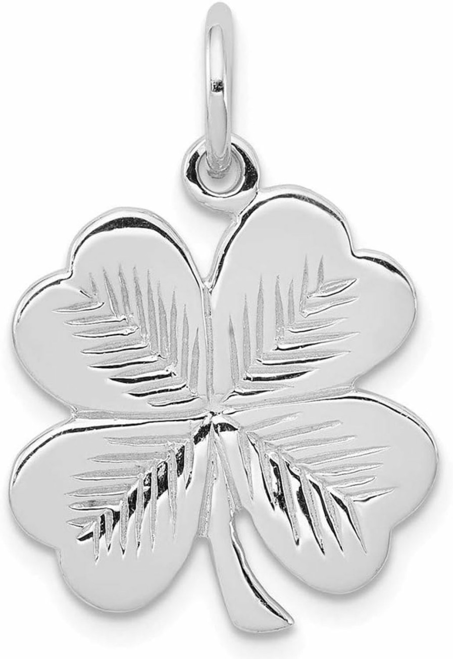 Hot Sonia Jewels Solid 925 Sterling Silver Textured 4 Leaf Clover Pendant Charm - Jewelry Gifts For Women Wife Mom Gifts For Men Husband Dad