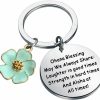 New FUSTMW Fustmw Ohana Keychain Blessing Gifts Hibiscus Charm Keychain Hawaiian Ohana Jewelry Gift For Family Best Friends Gift