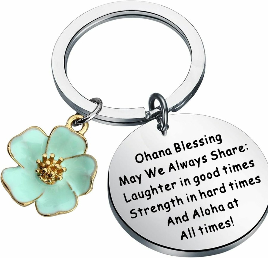 New FUSTMW Fustmw Ohana Keychain Blessing Gifts Hibiscus Charm Keychain Hawaiian Ohana Jewelry Gift For Family Best Friends Gift