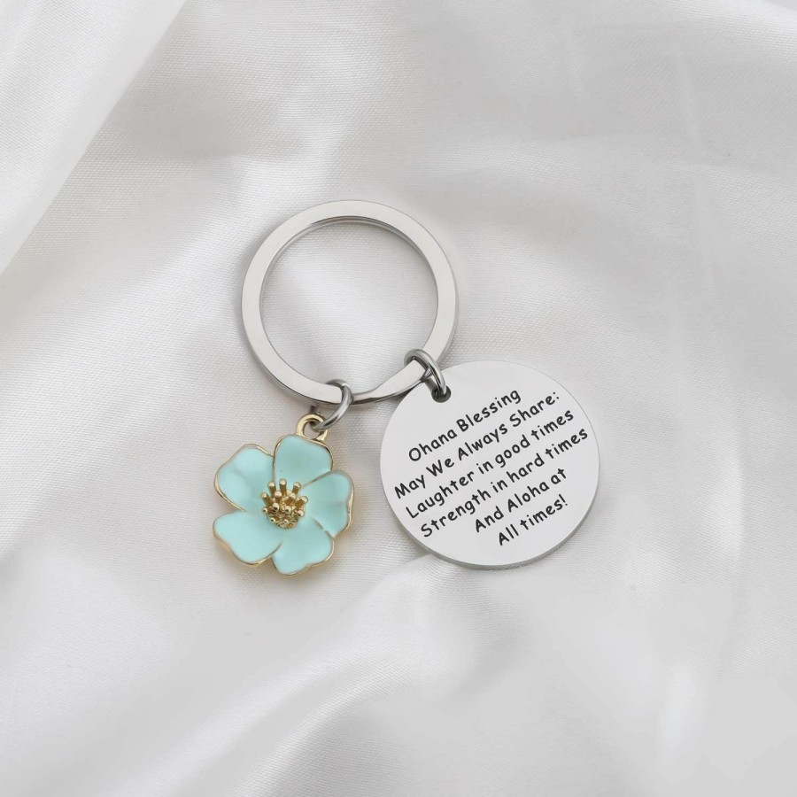 New FUSTMW Fustmw Ohana Keychain Blessing Gifts Hibiscus Charm Keychain Hawaiian Ohana Jewelry Gift For Family Best Friends Gift