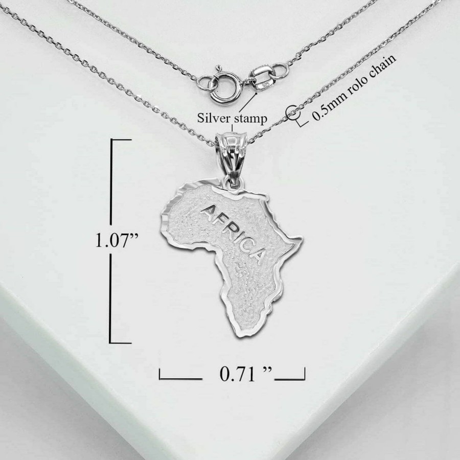 Wholesale Claddagh Gold Claddagh Gold High Polish .925 Sterling Silver Map Of Africa Country Pendant Necklace Choice Of Pendant Only Or Necklace Chain Length