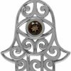 Best Silvershake Silvershake Natural Smoky Quartz 925 Sterling Silver Evil Eye On Hamsa Hand Pendant