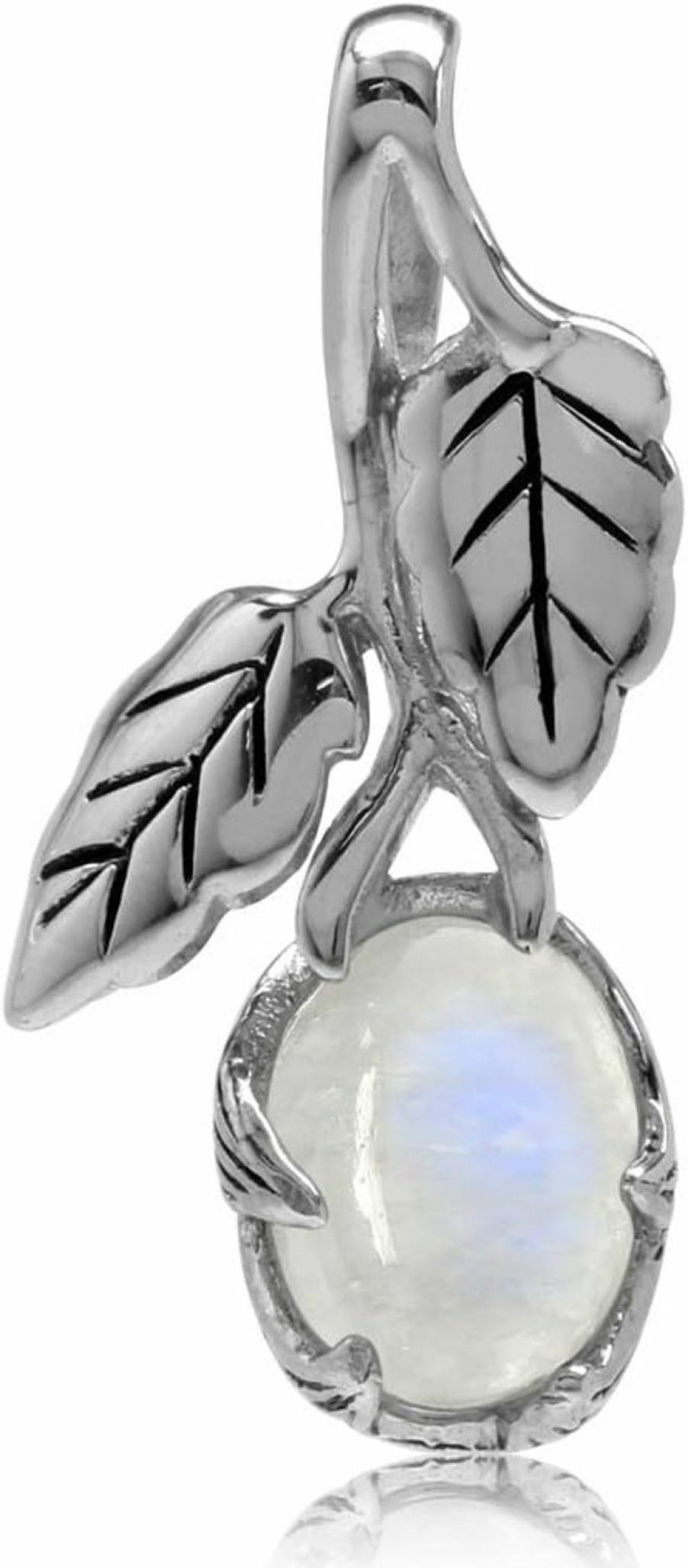 New Silvershake Silvershake Natural Moonstone 925 Sterling Silver Leaf Vintage Inspired Pendant