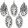 New Caritas et Fides Caritas Et Fides Pack Of 5 - Large Oval Miraculous Medals In English (1.125\", Silver Oxidized) - Made In Italy, Catholic Mary Pendant For Necklace