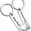 Clearance FEELMEM Feelmem Mama Bear Papa Bear Couple Keychain Matching Set Mother Father Jewelry