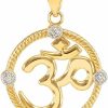 Clearance Claddagh Gold 14K Yellow Gold Diamond Roped Medallion Yoga Om Charm Pendant