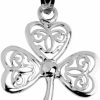 Clearance Claddagh Gold 925 Sterling Silver Irish Celtic Three Leaf Clover Good Luck Charm