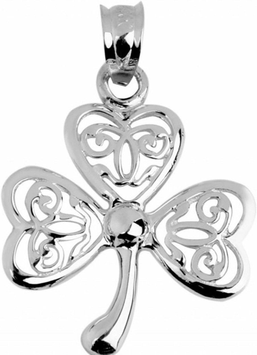 Clearance Claddagh Gold 925 Sterling Silver Irish Celtic Three Leaf Clover Good Luck Charm