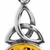 Clearance Ian and Valeri Co. Ian And Valeri Co. Honey Amber Sterling Silver Celtic Oval Pendant