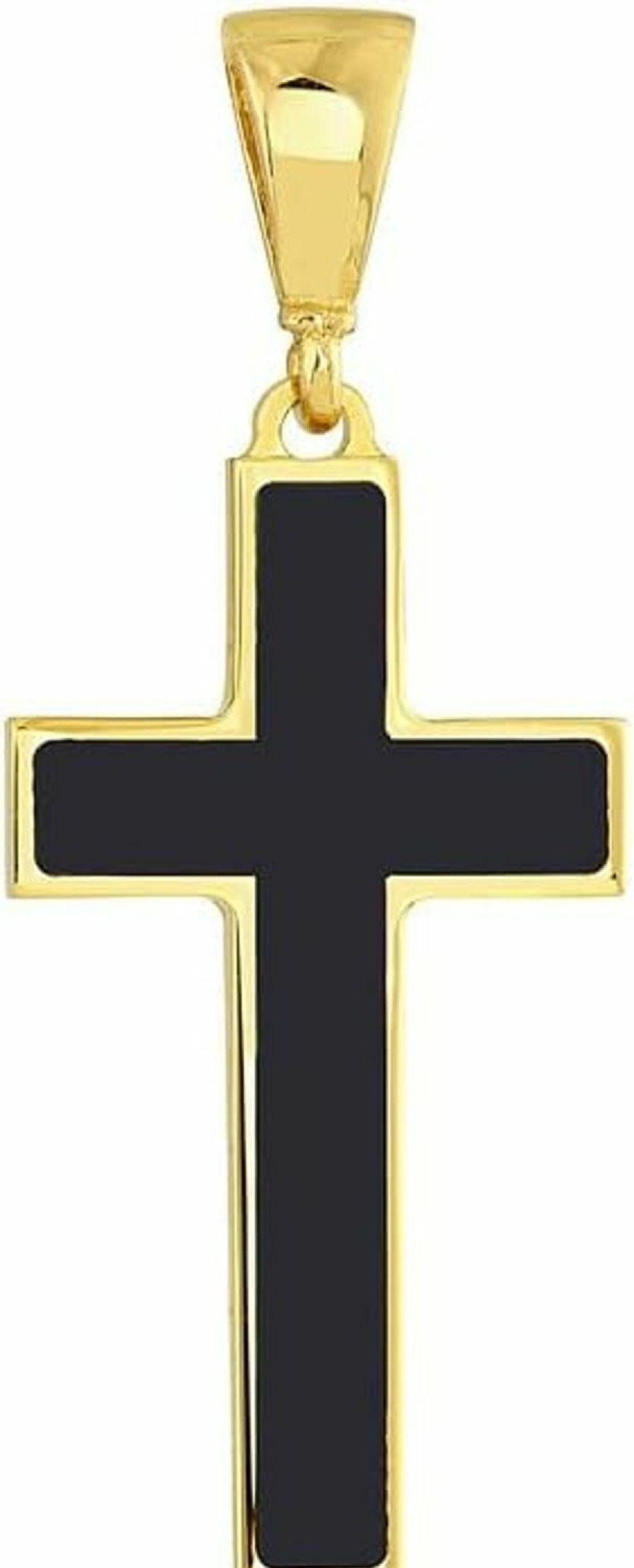 New JEWELHEART Jewelheart 14K Solid Gold Cross Pendant - Black Enamel Cross Pendant For Men Women Boys Girls - Religious 14K Real Gold Charm