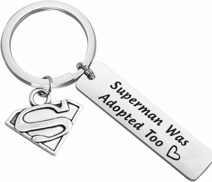 Wholesale TIIMG Tiimg Funny Adoption Gift Gotcha Day Gift Adopted Jewelry Superhero Keychain