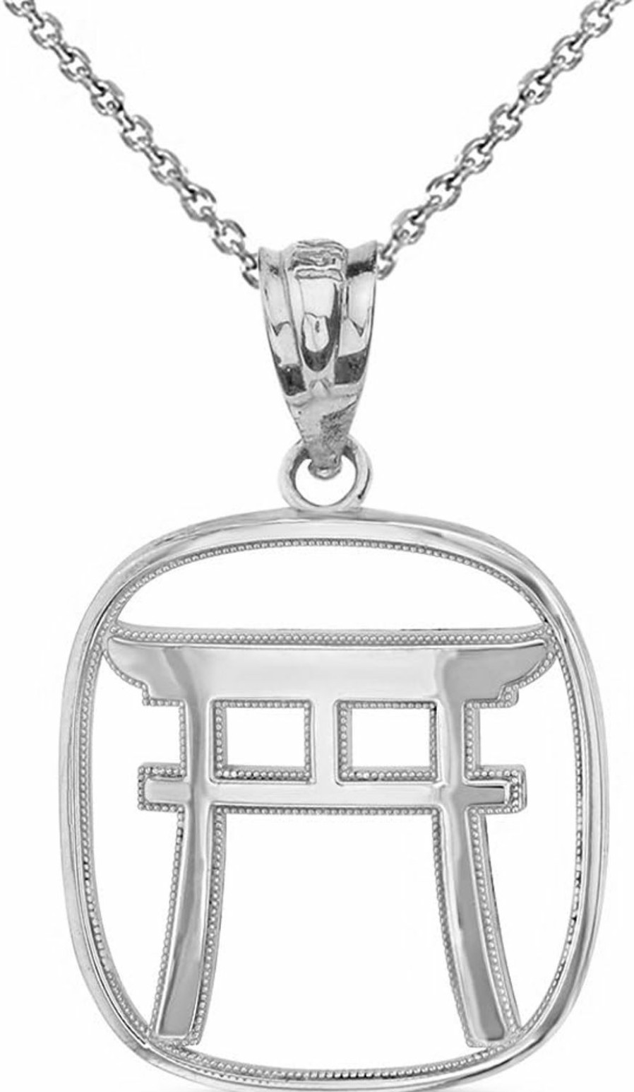 New Claddagh Gold Claddagh Gold Polished .925 Sterling Silver Japanese Torii Gate Shinto Charm Pendant Necklace - Choose Pendant Only Or Necklace W/ 16"-22" Chain