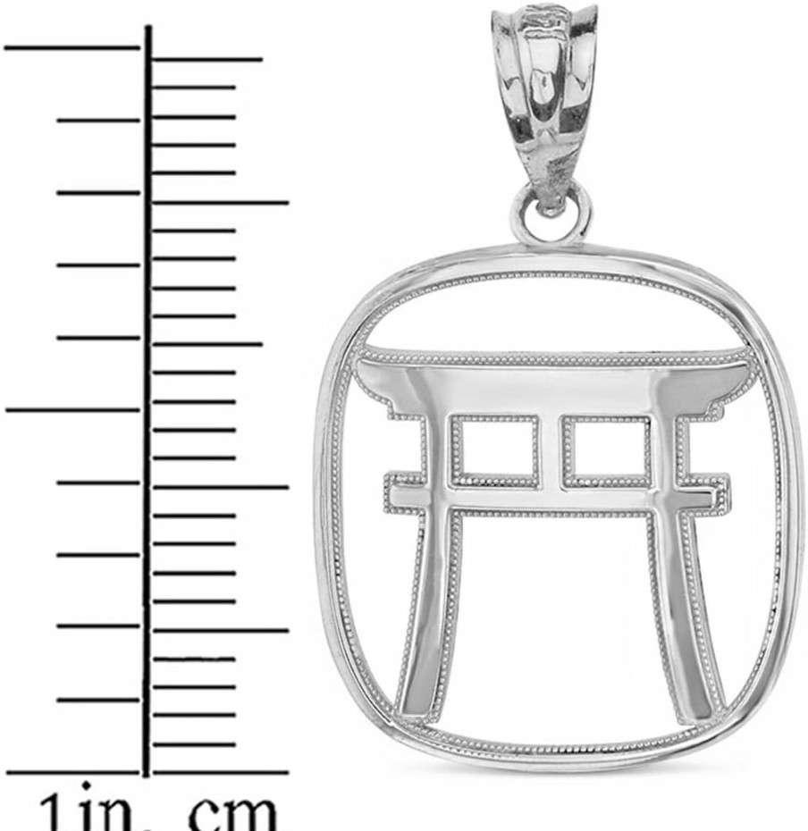 New Claddagh Gold Claddagh Gold Polished .925 Sterling Silver Japanese Torii Gate Shinto Charm Pendant Necklace - Choose Pendant Only Or Necklace W/ 16"-22" Chain