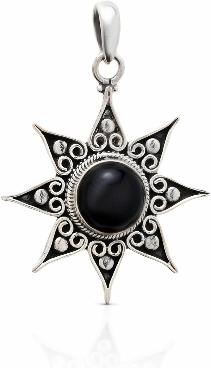 Best Koral Jewelry Koral Jewelry 925 Sterling Silver Black Onyx Ethnic Sun Pendant