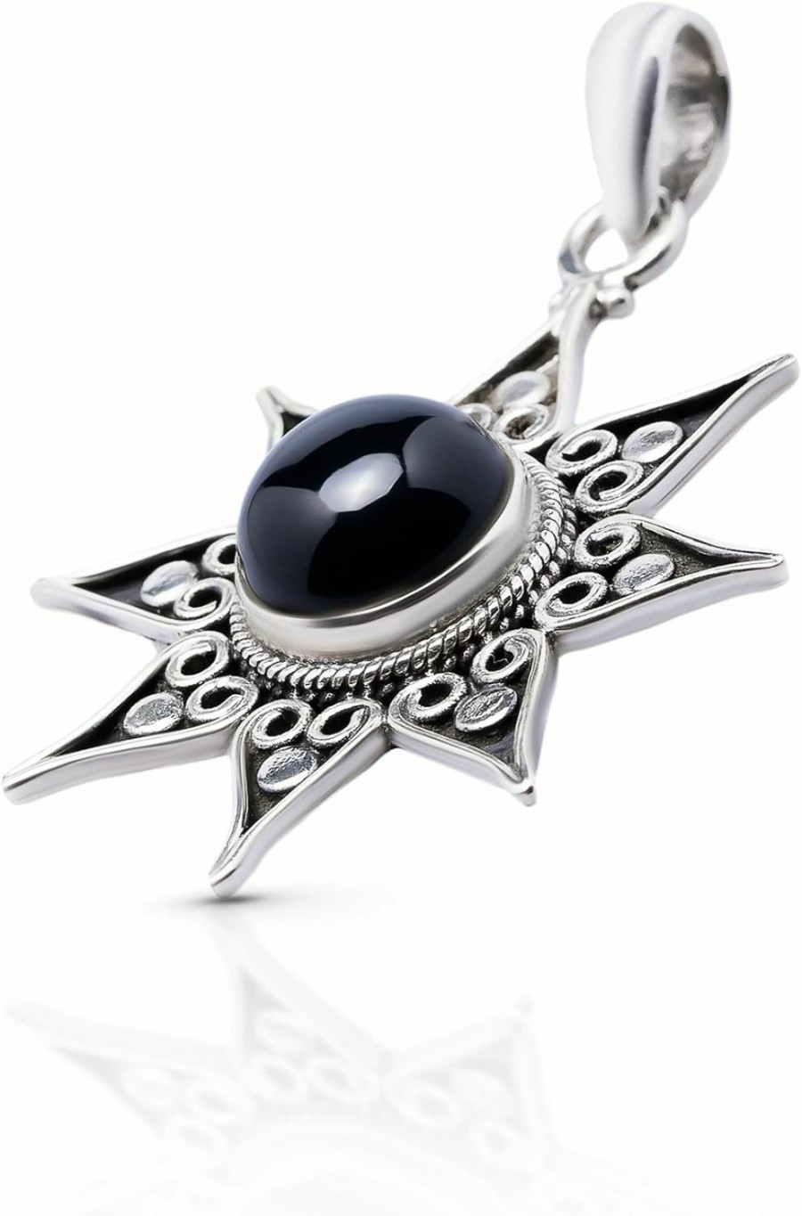 Best Koral Jewelry Koral Jewelry 925 Sterling Silver Black Onyx Ethnic Sun Pendant