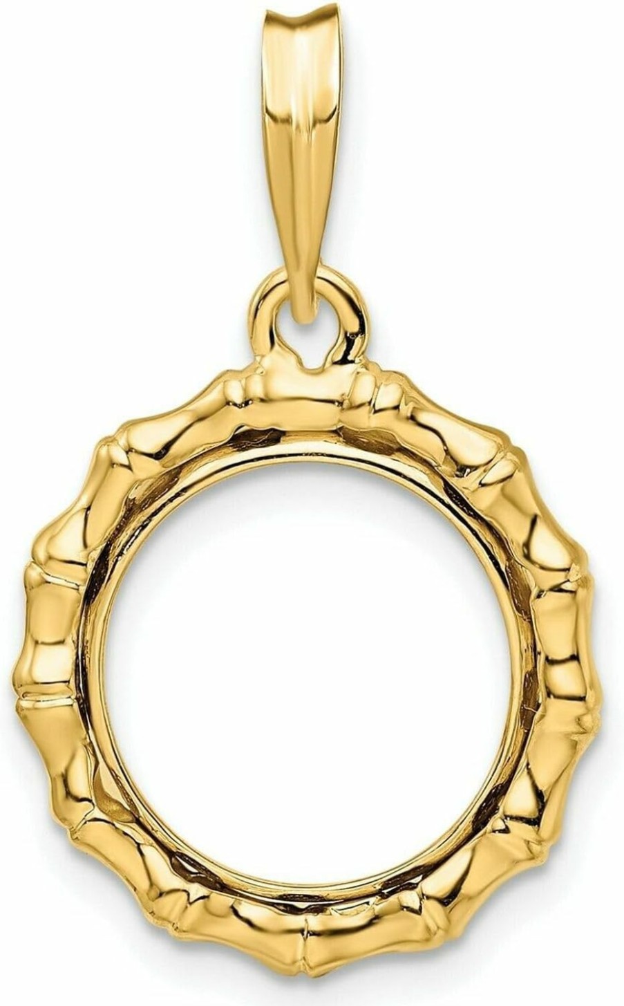 Wholesale Generic Accessories & Jewelry 14K Yellow Gold Bamboo Frame Coin Bezel Pendant Prong Mounting For Various Coins Index-Fgt9985-7135