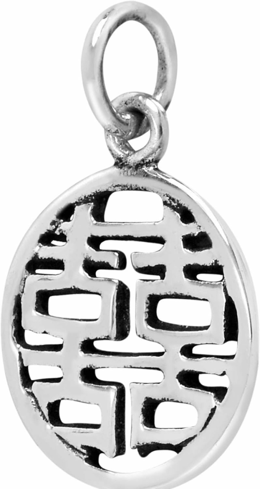 New AeraVida Aeravida Feng Shui Double Happiness Chinese Round .925 Sterling Silver Pendant Charm