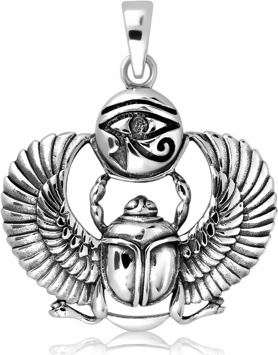 Wholesale W | S WITHLOVE SILVER Withlovesilver 925 Sterling Silver Ancient Egyptian Scarab Eye Of Horus Symbol Of Protection Pendant