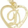 Online Ice on Fire Jewelry Ice On Fire Jewelry 10K Solid Gold Initial Pendant In Heart Frame With Diamond Cut Finish, Available In Different Letters Of Alphabet Personalized Charm For Women (D)