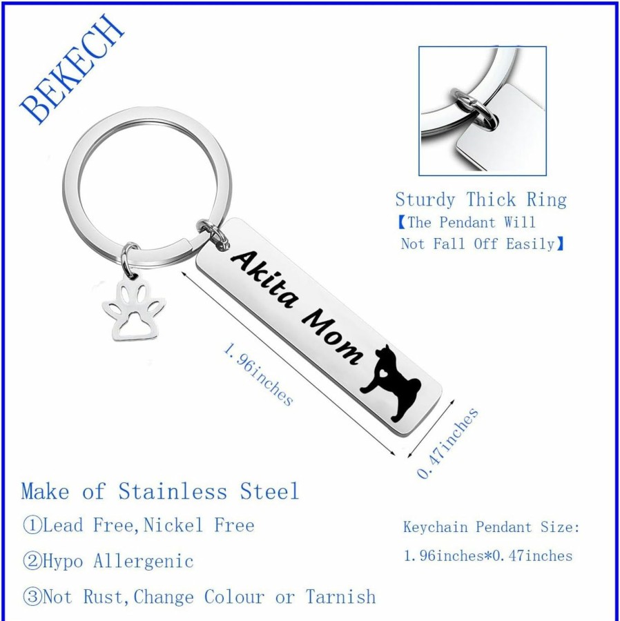 Wholesale BEKECH Bekech Akita Mom Akita Dad Keychain Set Dog Paw Print Charm Jewelry For Akita Lovers