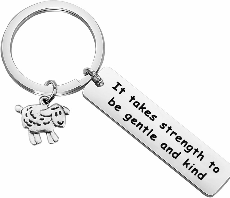 Best ENSIANTH Ensianth Herbivore Keychain Vegetarian Jewelry Animal Sheep Gift Sheep Lover Gift It Takes Strength To Be Gentle And Kind