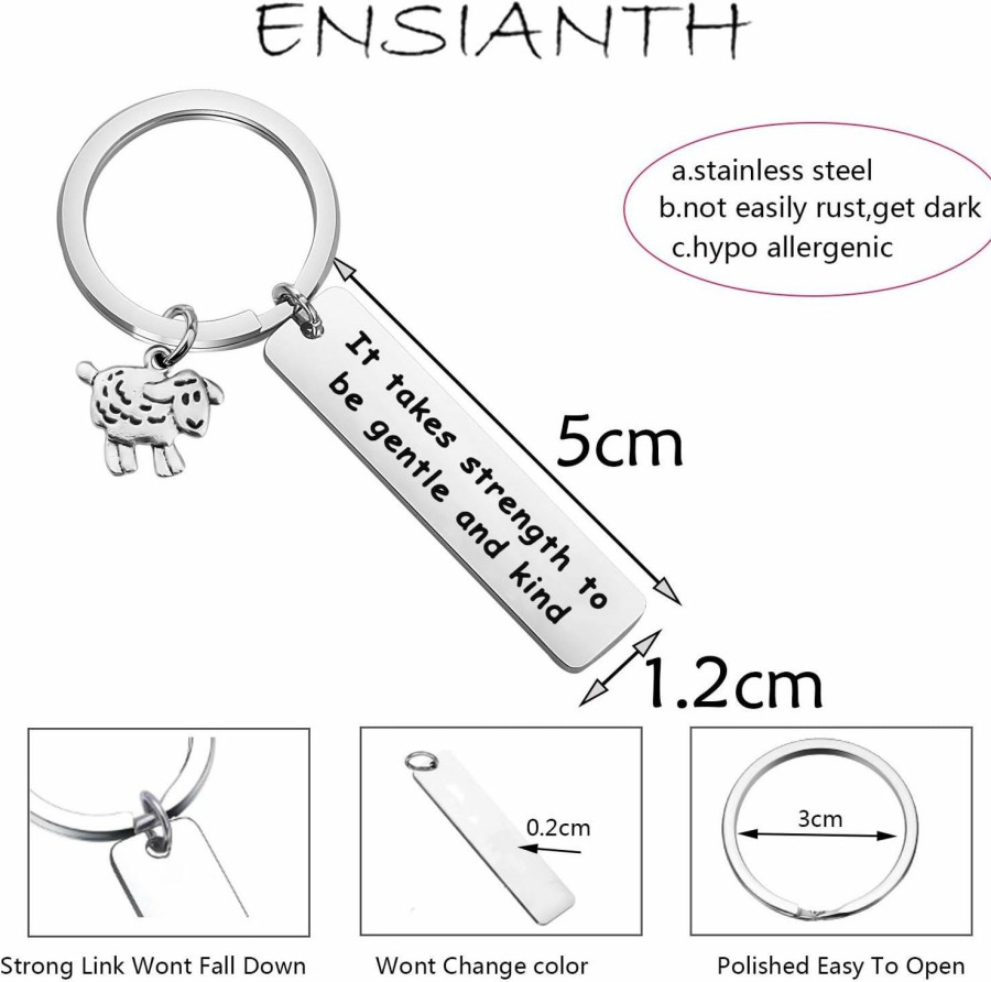 Best ENSIANTH Ensianth Herbivore Keychain Vegetarian Jewelry Animal Sheep Gift Sheep Lover Gift It Takes Strength To Be Gentle And Kind