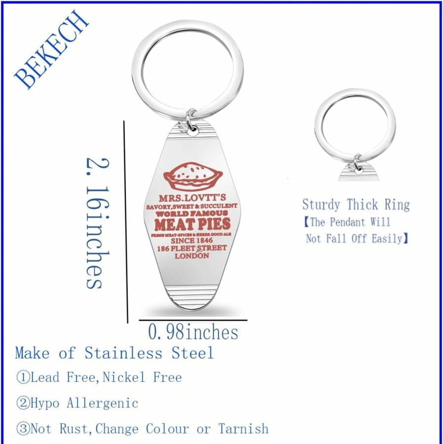 Clearance BEKECH Bekech Sweeney Inspired Gift Broadway Musical Keychain Mrs.Lovtt'S Meat Pies Sweeney Musical Jewelry