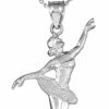 New Claddagh Gold Sports Charm .925 Sterling Silver Ballet Dancer Pendant Necklace - Choice Of Pendant Only Or Chain Length