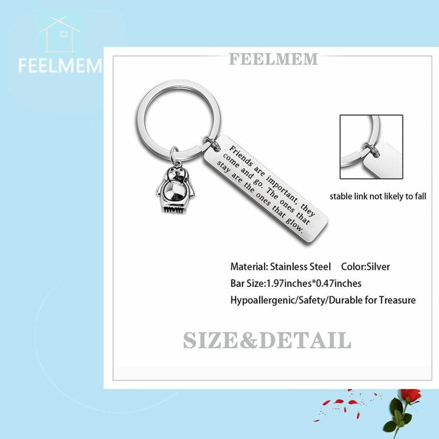 New FEELMEM Feelmem Penguin Best Friend Gift Friends Are Important They Come And Go Keychain