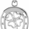 Wholesale Claddagh Gold Fine 925 Sterling Silver Lucky Horseshoe With Irish 4-Leaf Clover Cz Pendant