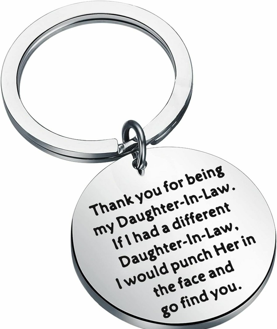 Wholesale BEKECH Bekech Funny Daughter In Law Wedding Gift Thank You For Being My Daughter In Law Dil Keychain