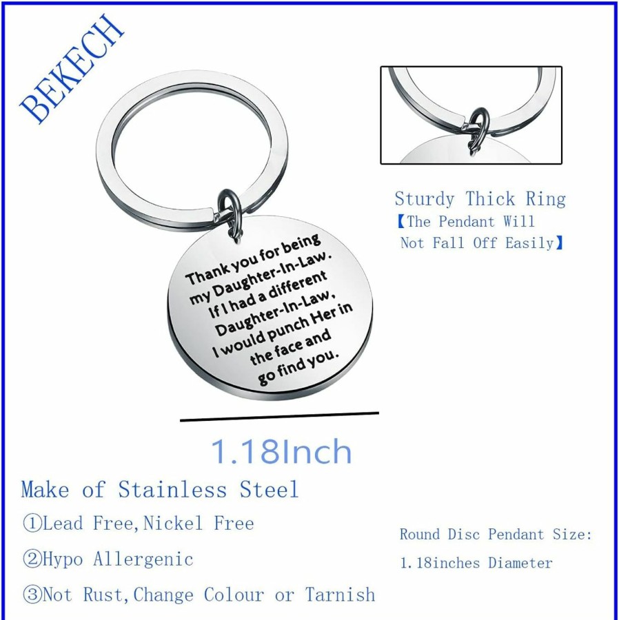 Wholesale BEKECH Bekech Funny Daughter In Law Wedding Gift Thank You For Being My Daughter In Law Dil Keychain