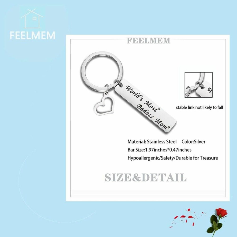 New FEELMEM Feelmem Mother'S Day Gift New Mom Gift World'S Most Badass Mom Keychain Mother Jewelry Gift For Mommy New Mama