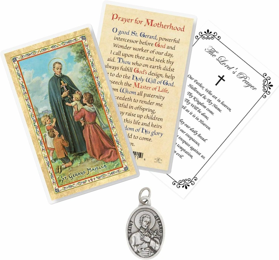 New Trendzeen St Gerard Medal For Fertility - Laminated St Gerard Prayer Card, The Lord'S Prayer Card - Small St Gerard Medal For Pregnancy, Mothers, Women - St Gerard Majella Medal, Catholic Cards Set -3 Items