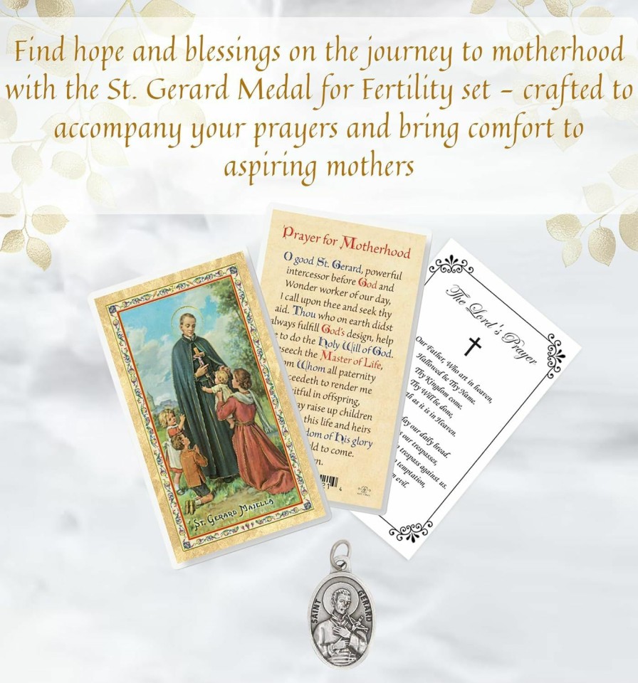 New Trendzeen St Gerard Medal For Fertility - Laminated St Gerard Prayer Card, The Lord'S Prayer Card - Small St Gerard Medal For Pregnancy, Mothers, Women - St Gerard Majella Medal, Catholic Cards Set -3 Items