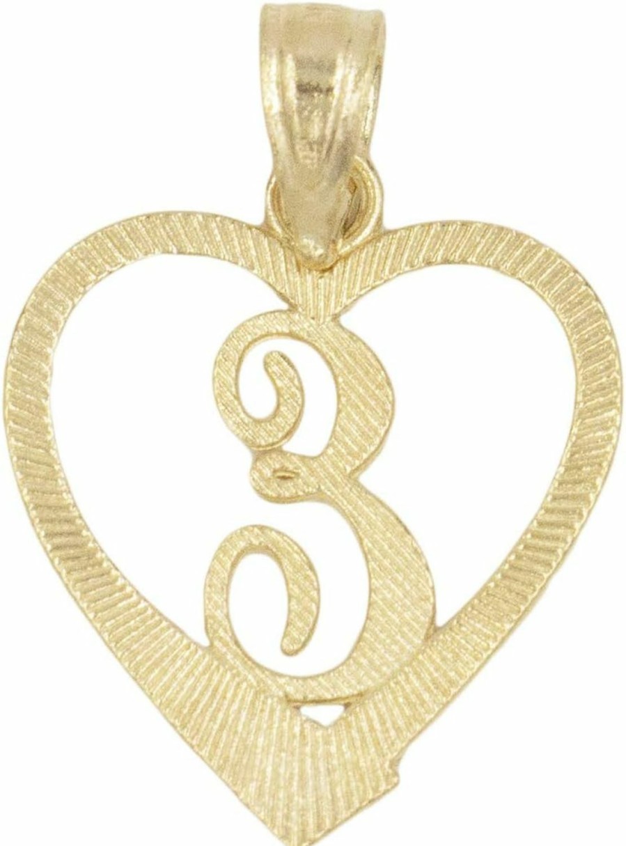 Online Ice on Fire Jewelry Ice On Fire Jewelry 14K Solid Gold Initial Pendant In Heart Frame With Diamond Cut Finish, Available In Different Letters Of Alphabet Personalized Charm For Women (E)