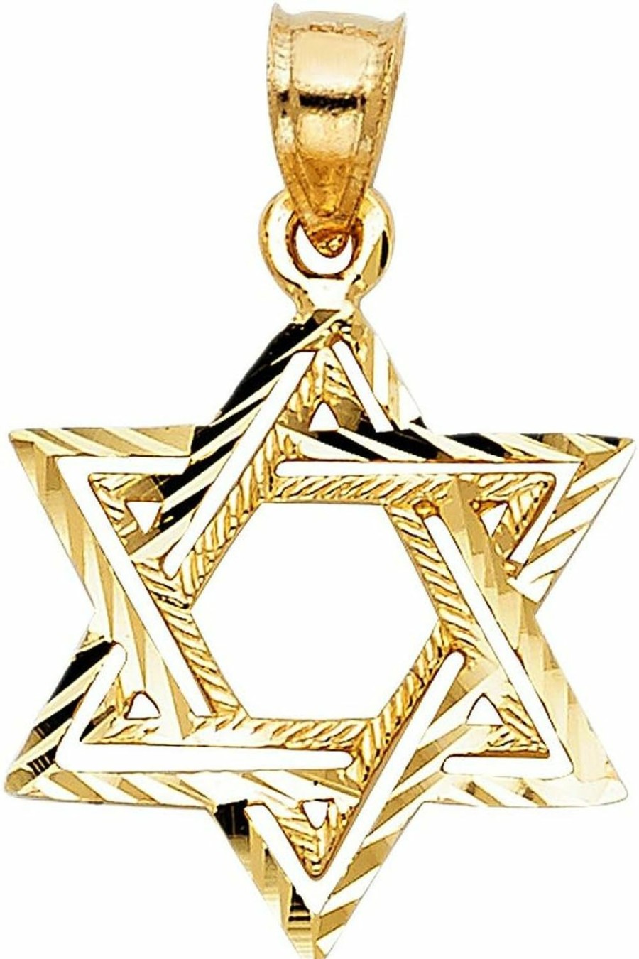 Best The World Jewelry Center 14K Real Yellow Gold Star Of David Charm Pendant