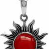 Best Silvershake Silvershake 8Mm Cabochon Gemstone 925 Sterling Silver Sun Ray Inspired Pendant With 18 Inch Chain Necklace