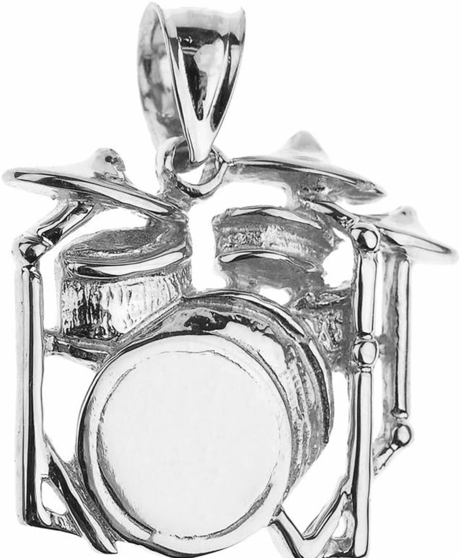 New Claddagh Gold 925 Sterling Silver Music Charm Drum Set Pendant