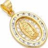 Wholesale The World Jewelry Center 14K Real Yellow Gold Religious Our Lady Of Guadalupe Cz Charm Pendant