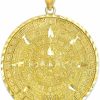 Hot Aztec and Mayan Calendar 14K Yellow Gold Round Aztec Mayan Calendar Charm Pendant - Choice Of Pendant Size